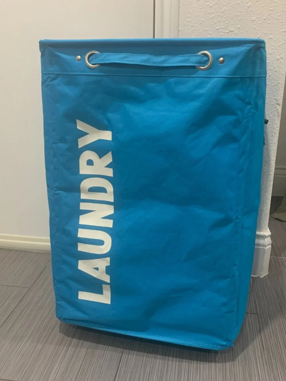 Large Blue Fabric Laundry Hampers - 24x16x13 Collapsible Storage Bin